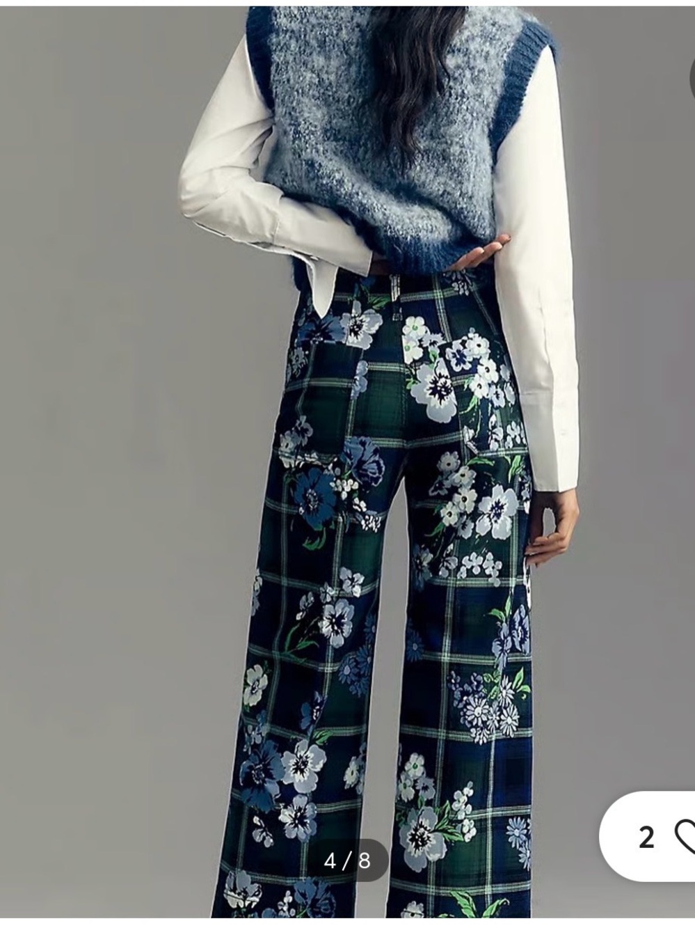 Maeve for Anthropologie Colette Floral Plaid Cropped Wide-Leg Pants - Picture 2 of 7
